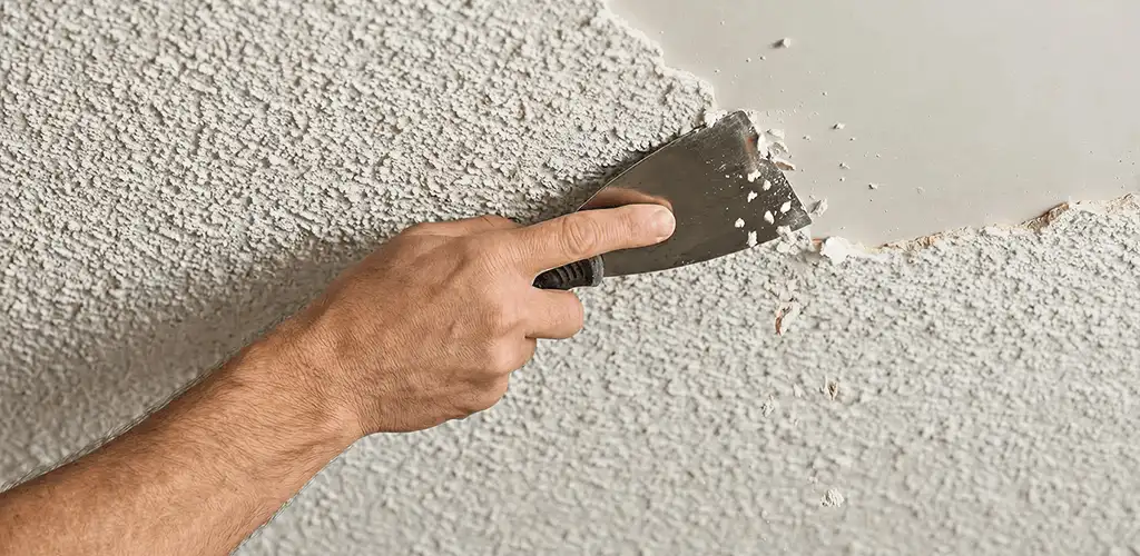 Popcorn ceiling removal scraping off textured ceiling finish in Chula Vista, CA