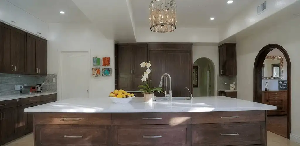 Cabinet refacing project with updated kitchen cabinets and island in Chula Vista, CA