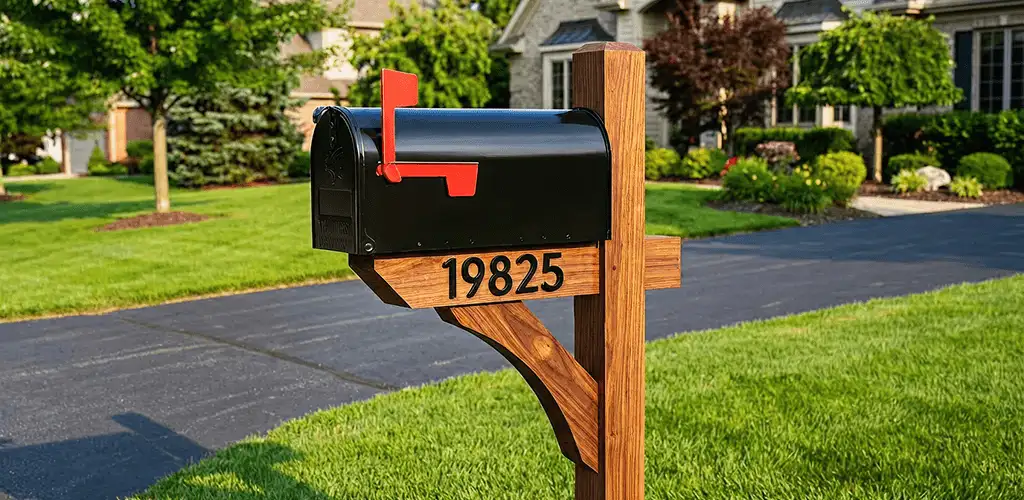 New mailbox installation with post and address number for a home in Chula Vista, CA